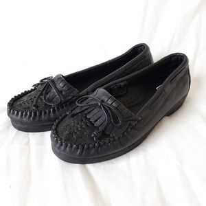 Jessie black leather loafers NWOT